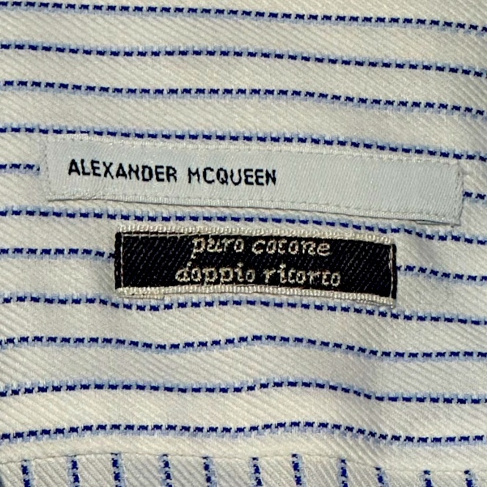 Alexander McQueen White w’ Blue Dress Shirt - Mens Size 17.5 / 44